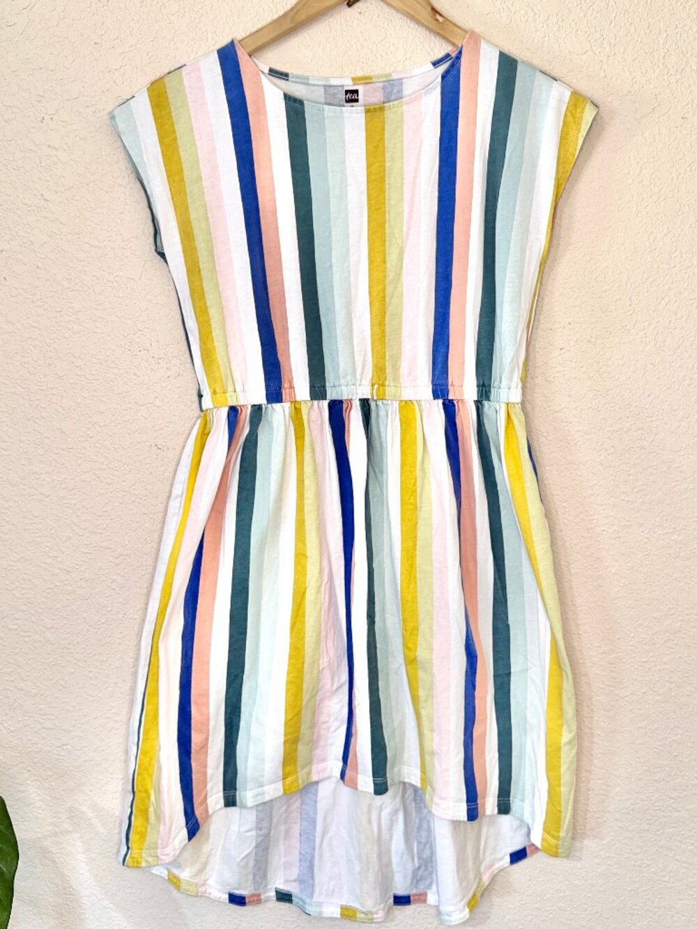 Tea Collection Multicolor Vertical Stripes High-Low Dress Girls Size 14